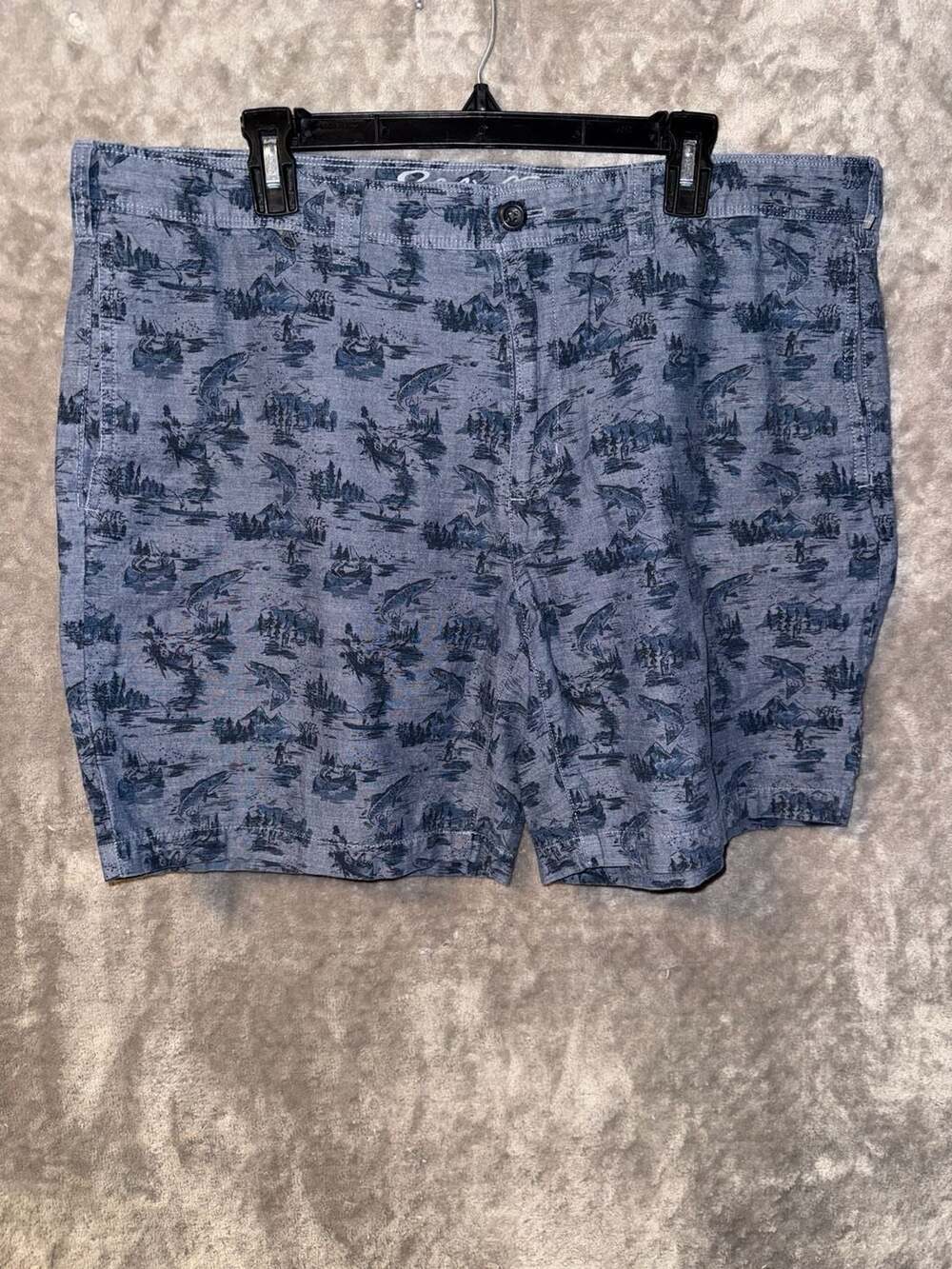 Eddie Bauer Men's 38 Fishing Print Cotton Shorts